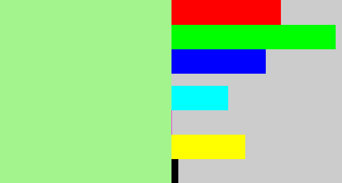 Hex color #a3f48c - pale light green