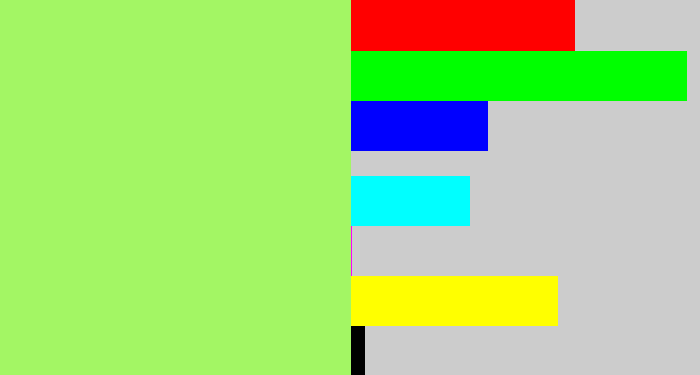 Hex color #a3f664 - light grass green