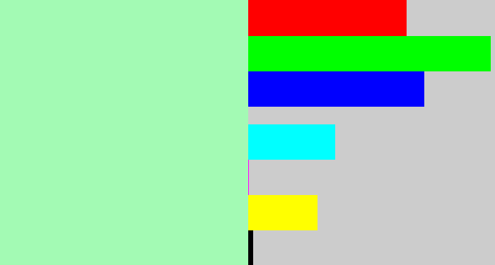 Hex color #a3fab4 - light mint green
