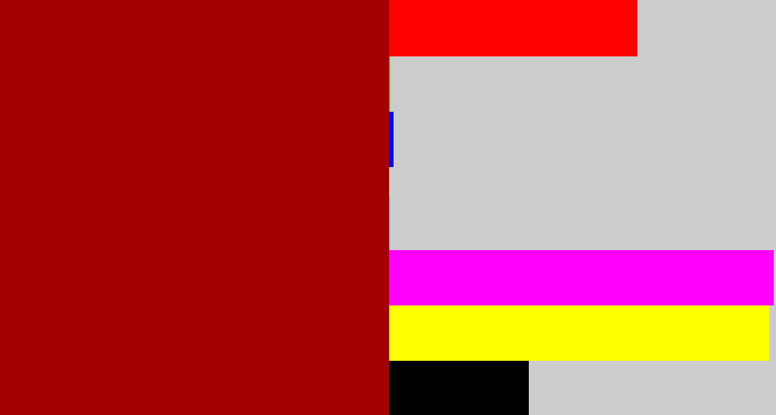 Hex color #a40103 - darkish red