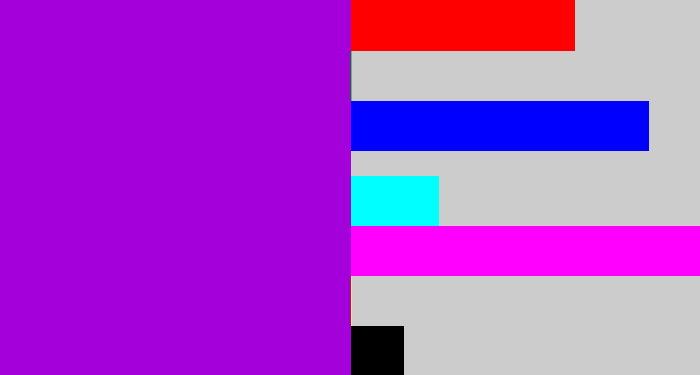 Hex color #a401da - vibrant purple
