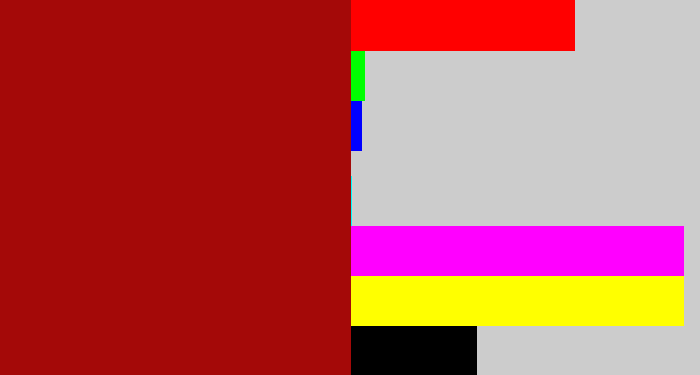Hex color #a40908 - darkish red