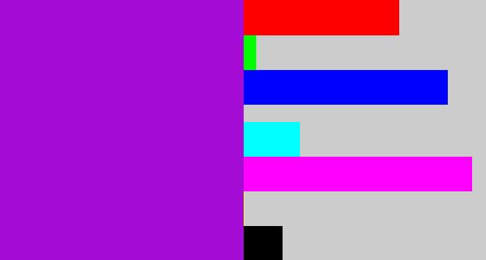 Hex color #a40cd5 - vibrant purple