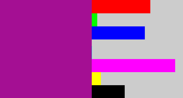 Hex color #a40f93 - barney purple