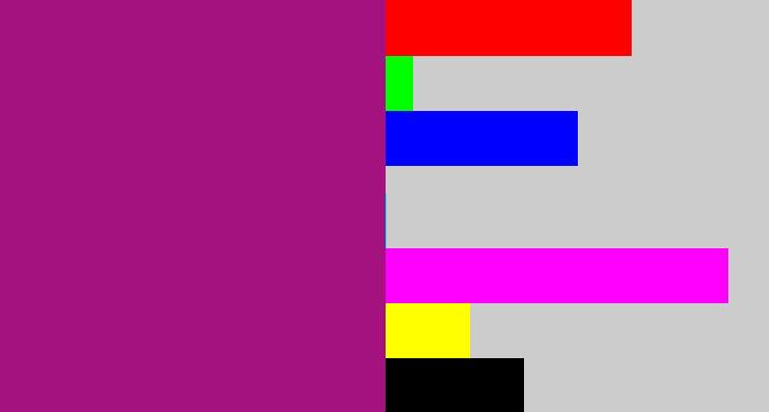 Hex color #a41280 - barney purple