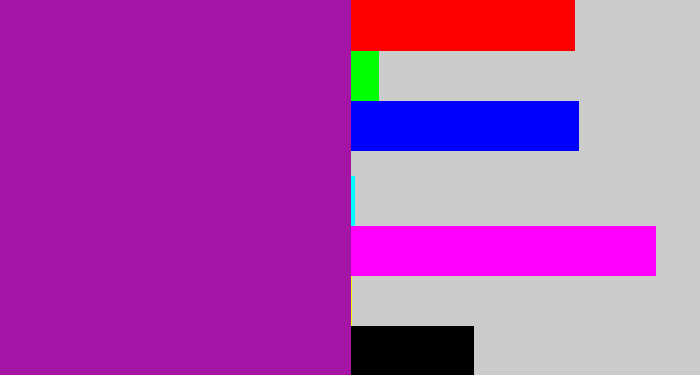 Hex color #a415a5 - barney purple