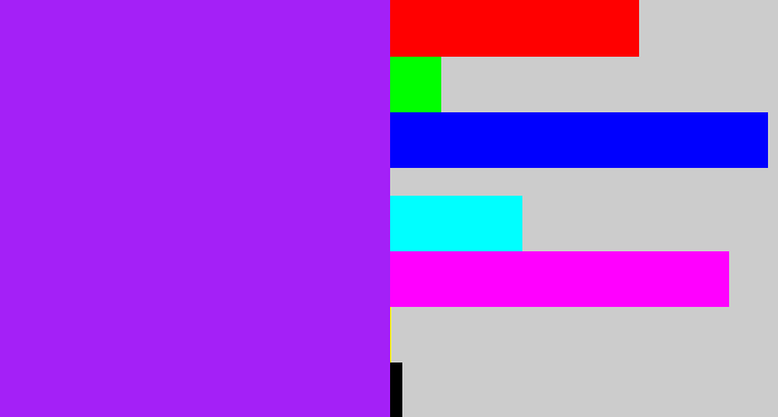 Hex color #a420f7 - electric purple