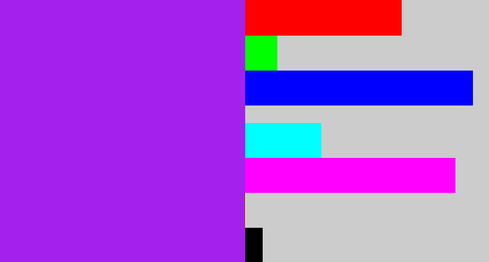 Hex color #a421ed - electric purple