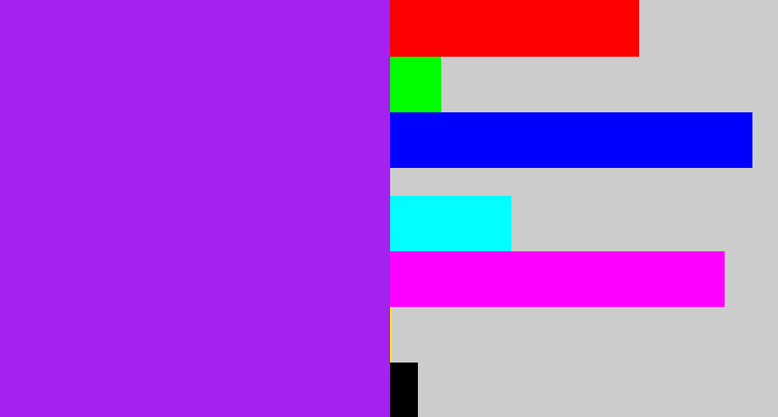 Hex color #a421ee - electric purple