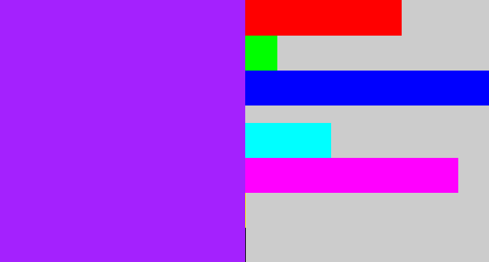 Hex color #a421fe - electric purple
