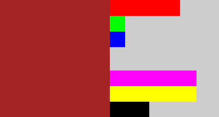 Hex color #a42323 - brick