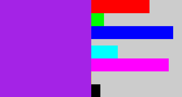 Hex color #a423e6 - violet