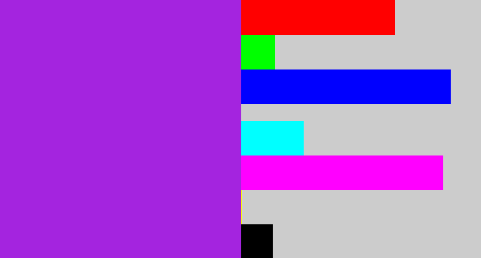 Hex color #a424df - violet