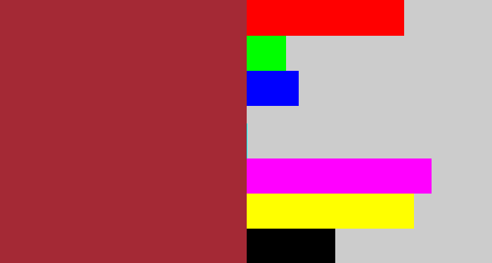 Hex color #a42935 - brick