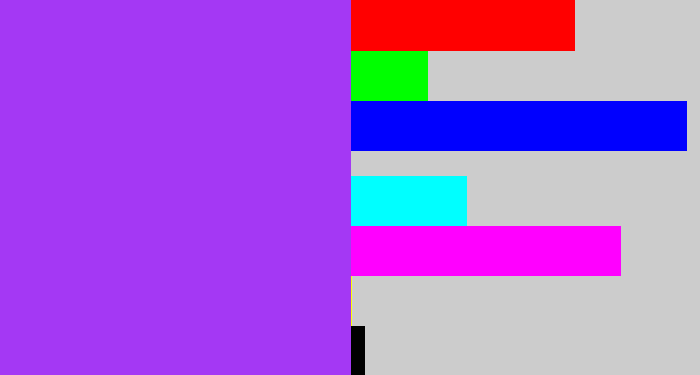 Hex color #a438f4 - electric purple