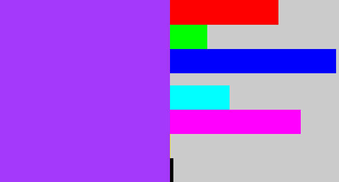 Hex color #a439fb - electric purple