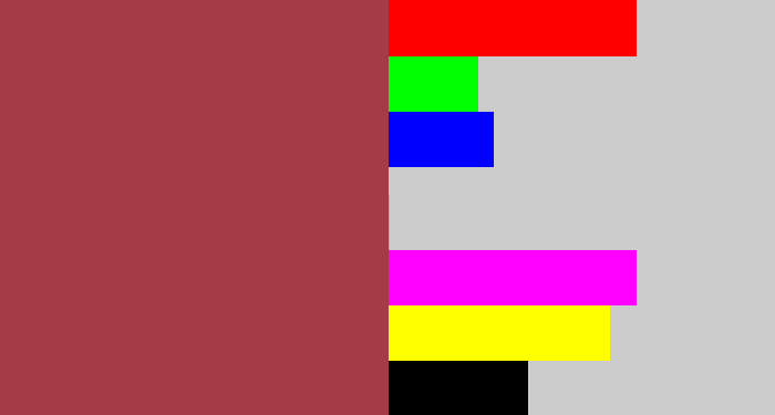 Hex color #a43b46 - light maroon