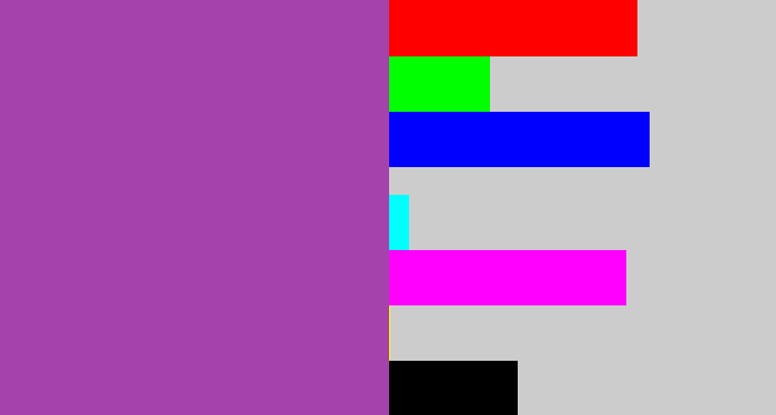 Hex color #a443ac - medium purple