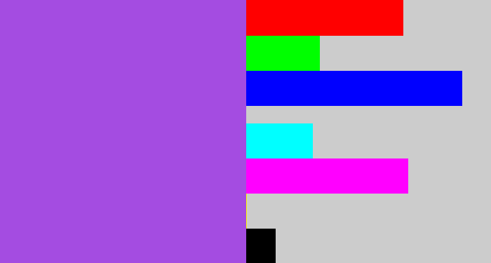 Hex color #a44ce1 - lightish purple