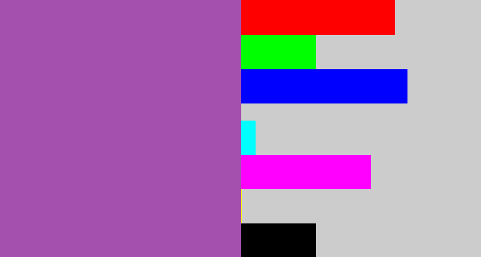 Hex color #a450af - medium purple