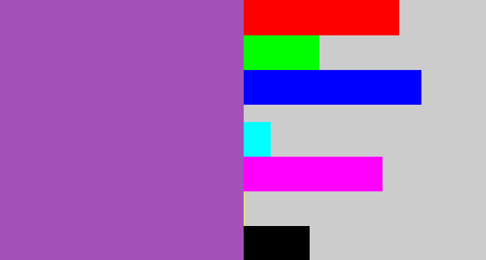 Hex color #a450b9 - amethyst