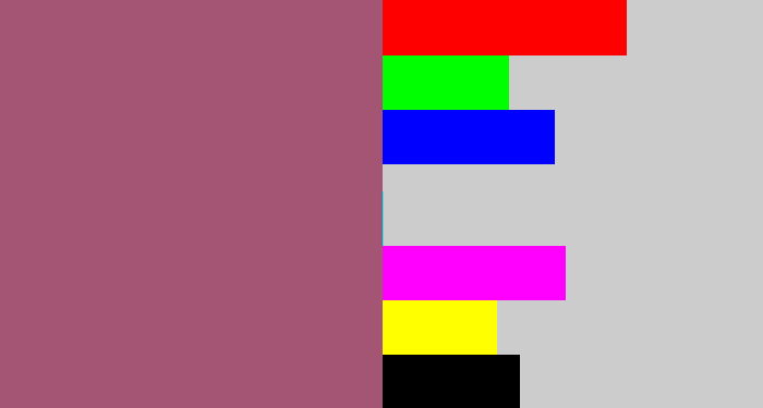 Hex color #a45573 - light plum