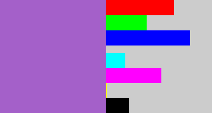 Hex color #a460c9 - amethyst
