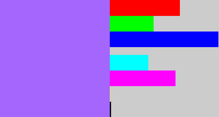 Hex color #a466fd - lighter purple