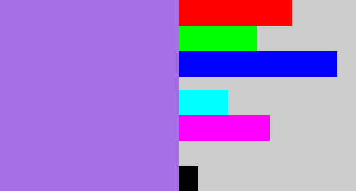 Hex color #a470e3 - light urple