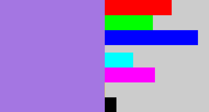 Hex color #a476e2 - light urple
