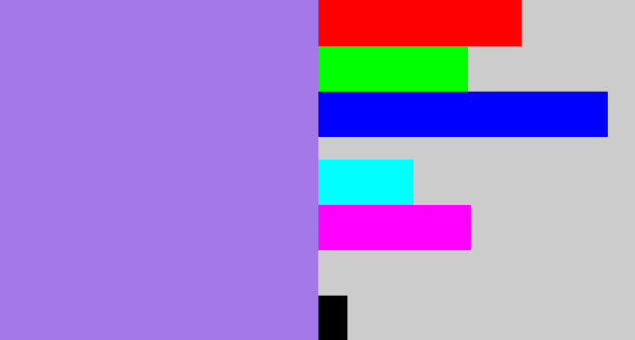 Hex color #a478e9 - light urple
