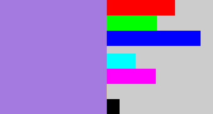 Hex color #a479e0 - light urple