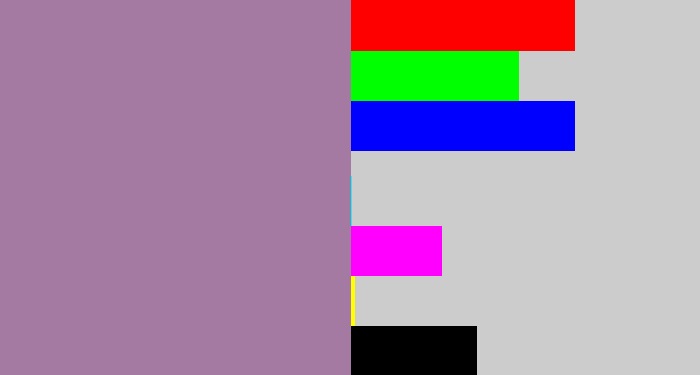Hex color #a47aa3 - heather
