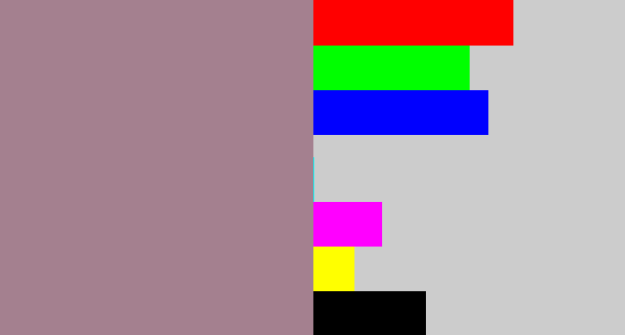 Hex color #a4808f - purpley grey