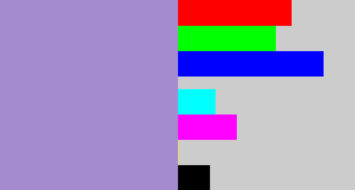 Hex color #a48bd0 - pale purple