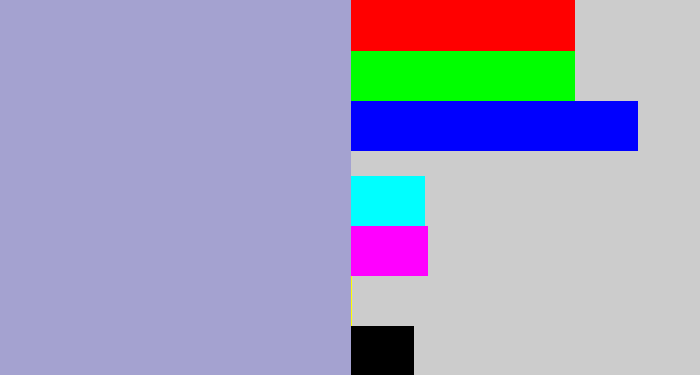 Hex color #a4a2d0 - pale purple