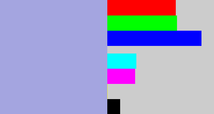 Hex color #a4a5e0 - light grey blue