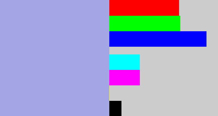 Hex color #a4a5e4 - light grey blue