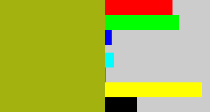 Hex color #a4b20f - mustard green