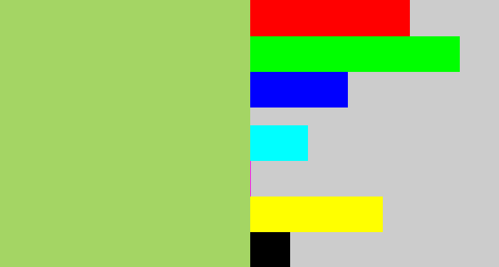 Hex color #a4d564 - light moss green