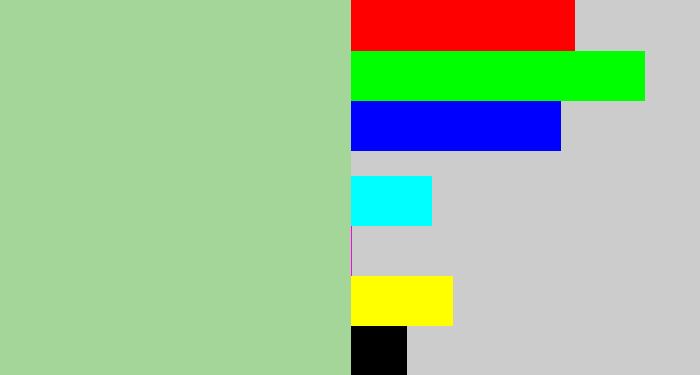 Hex color #a4d699 - light grey green