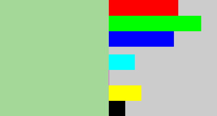Hex color #a4d898 - light grey green