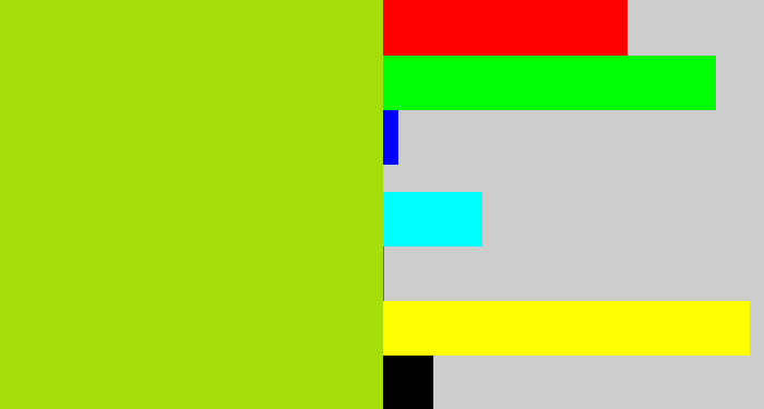 Hex color #a4df0a - yellowish green
