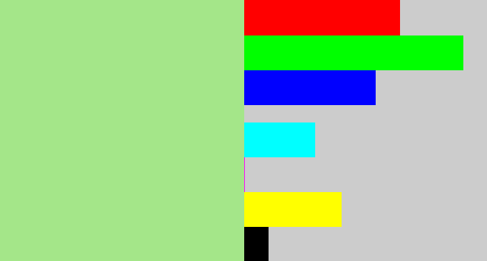 Hex color #a4e689 - light green