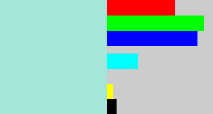 Hex color #a4e7d9 - pale turquoise