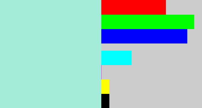 Hex color #a4ebd9 - pale turquoise