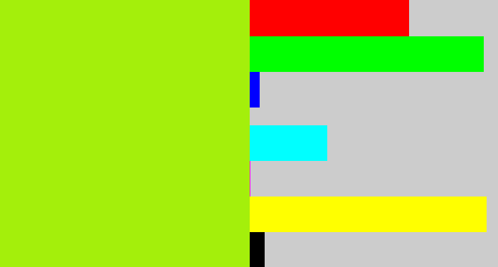 Hex color #a4ef0b - lemon green