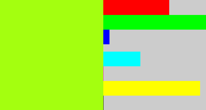 Hex color #a4ff0f - electric lime