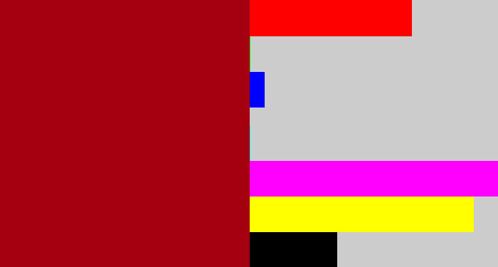 Hex color #a50010 - darkish red