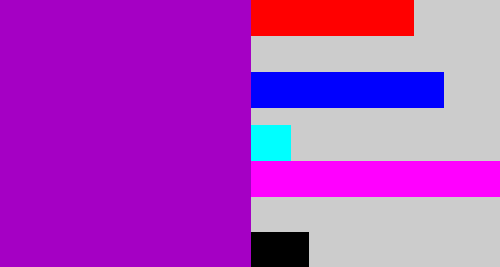 Hex color #a500c4 - vibrant purple